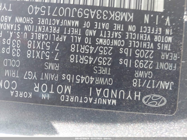 KM8K33A59JU071540 Hyundai t-gdi gamma
