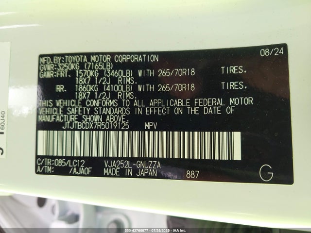 JTJTBCDX7R5019125 Lexus v35a-fts