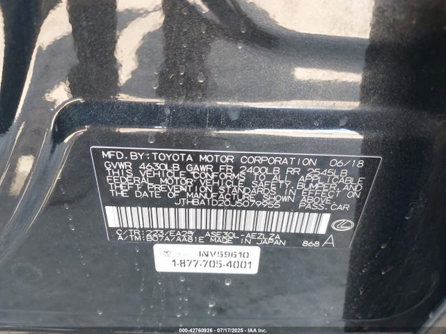 Lexus 8ar-fts 2018 JTHBA1D20J5079955 Image 9