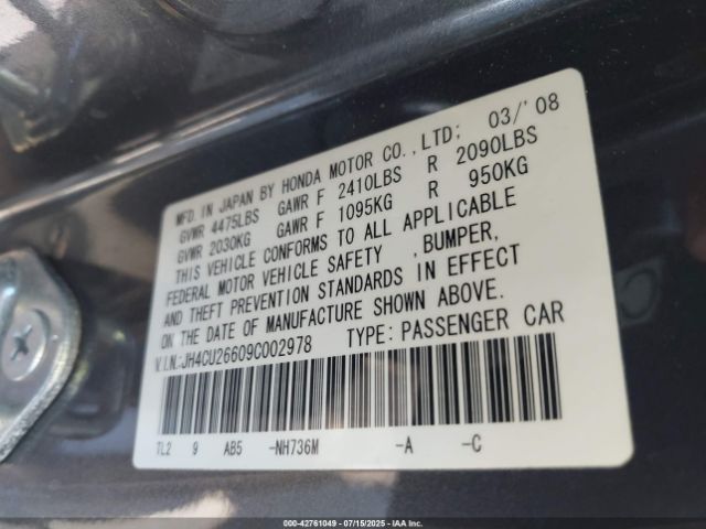 2009 ACURA TSX JH4CU26609C002978 Photo 8