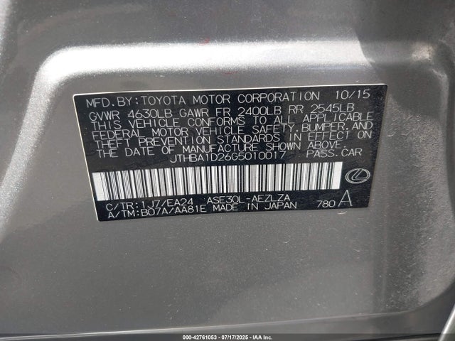 Lexus 8ar-fts 2016 JTHBA1D26G5010017 Image 9