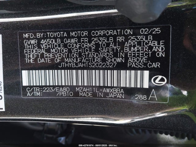Lexus m20a-fxs 2025 JTHYBJAH1S2022327 Image 9