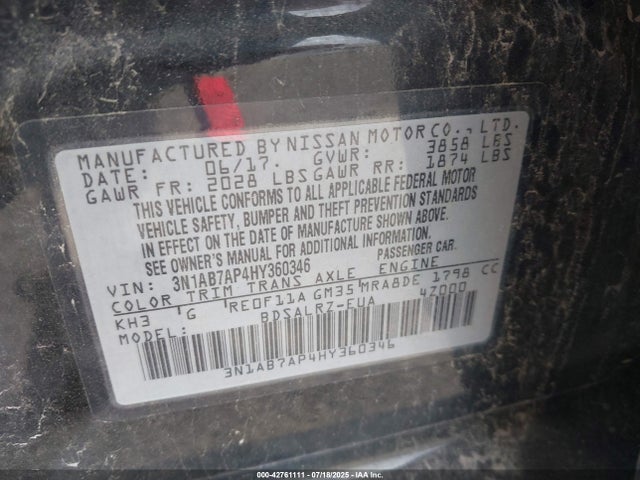 Nissan Sentra 2017 3N1AB7AP4HY360346 Image 9