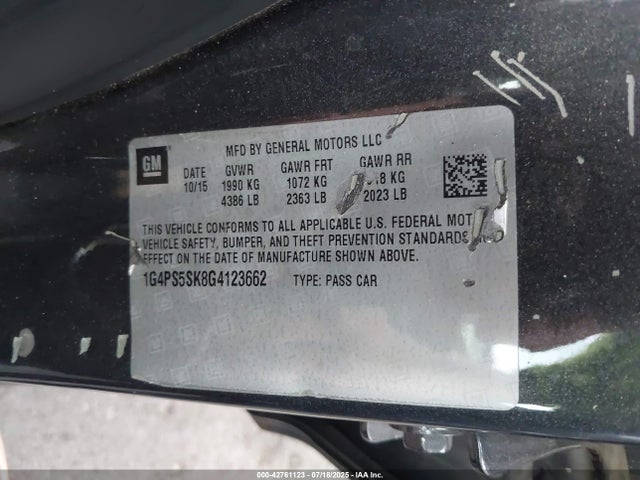 1G4PS5SK8G4123662 Buick lea - gas/alc, sidi, alum, ho