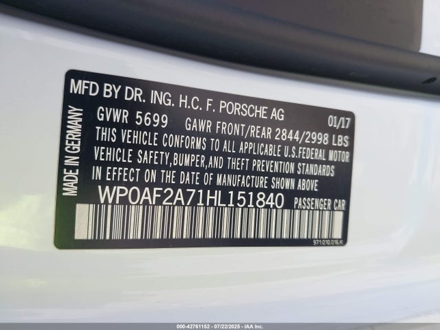 Porsche Panamera 2017 WP0AF2A71HL151840 Image 9
