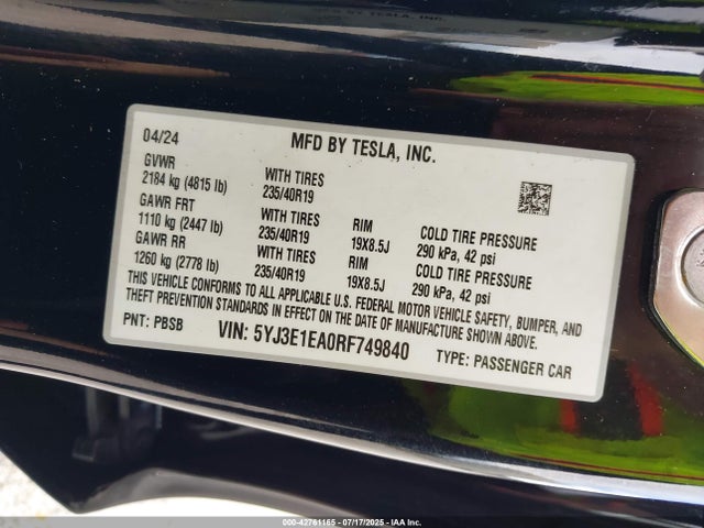 2024 TESLA MODEL 3 5YJ3E1EA0RF749840 Photo 8