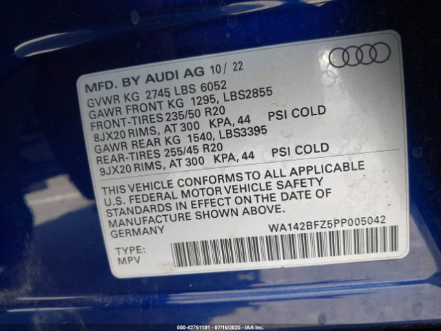 2023 AUDI Q4 SPORTBACK E-TRON WA142BFZ5PP005042 Photo 8