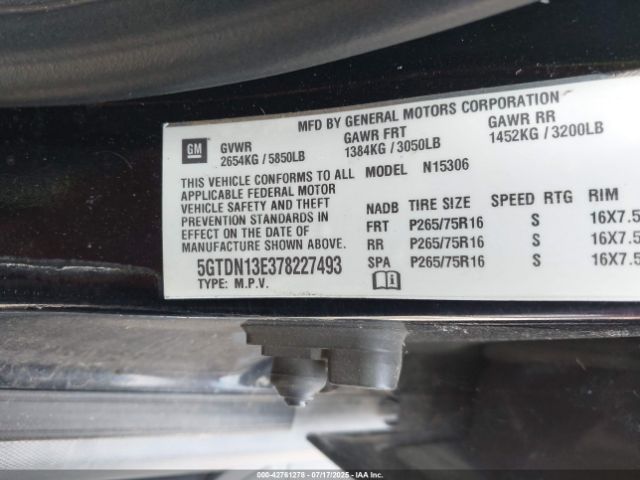 2007 HUMMER H3 SUV 5GTDN13E378227493 Photo 8