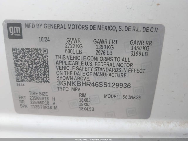 3GNKBHR46SS129936 Chevrolet lsy