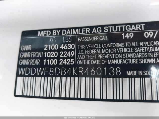 2019 MERCEDES-BENZ C 300 WDDWF8DB4KR460138 Photo 8