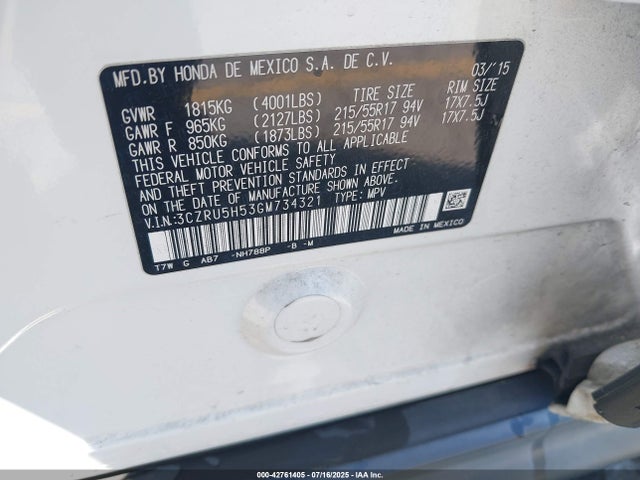 3CZRU5H53GM734321 Honda r18z9