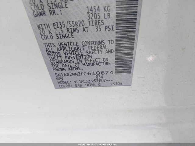 5N1AR2MN2FC610674 Nissan 2015