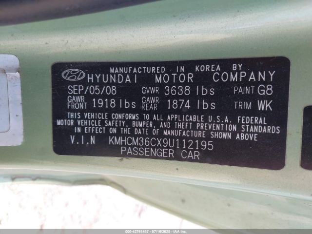 2009 HYUNDAI ACCENT KMHCM36CX9U112195 Photo 8