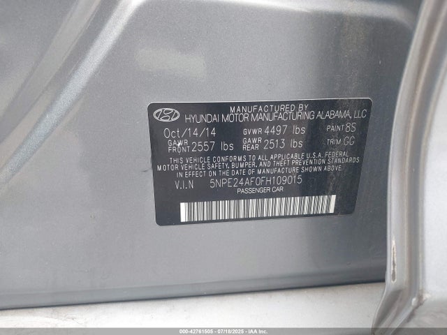 5NPE24AF0FH109015 Hyundai dohc gdi theta-ii