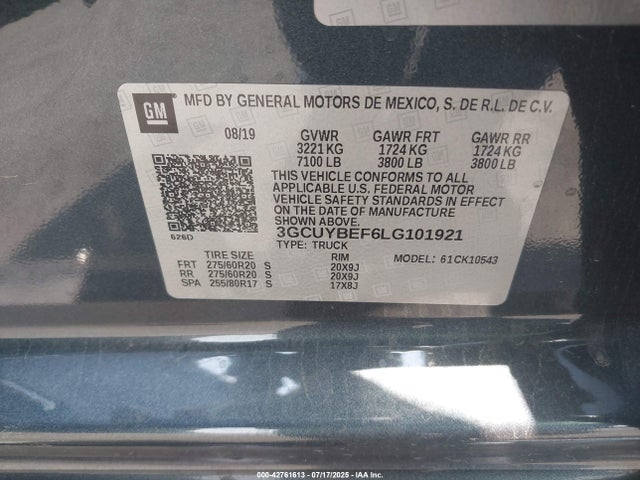 3GCUYBEF6LG101921 Chevrolet l82 - di, afm, alum, gen 5, var 1