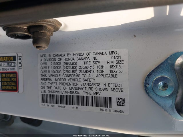 2HKRW1H51MH408334 Honda l15be