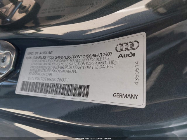 2009 AUDI A5 WAUDK78T99A026071 Photo 8