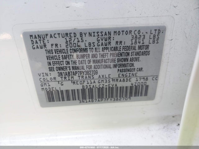 3N1AB7AP7FY382709 Nissan 2015