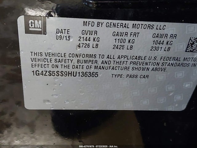 1G4ZS5SS9HU136365 Buick lgx -di: direct injection - vvt: variable valve timing - alum - gen 2