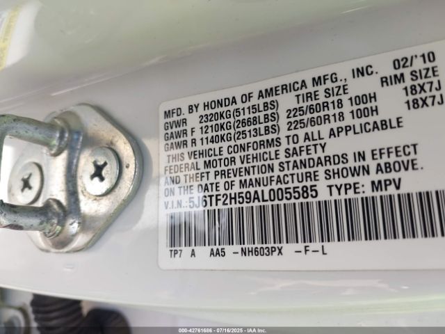 2010 HONDA ACCORD CROSSTOUR 5J6TF2H59AL005585 Photo 8