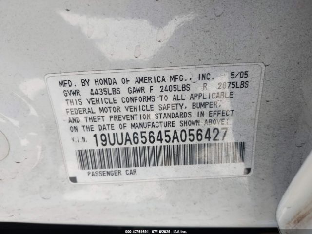2005 ACURA TL 19UUA65645A056427 Photo 8