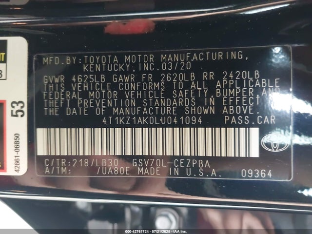 4T1KZ1AK0LU041094 Toyota 2gr-fks