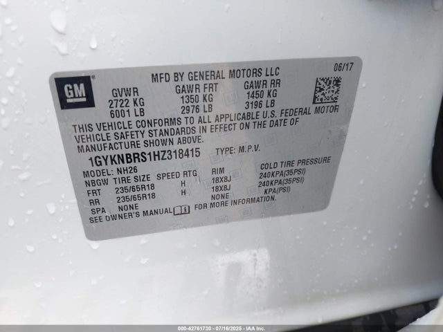 2017 CADILLAC XT5 1GYKNBRS1HZ318415 Photo 8