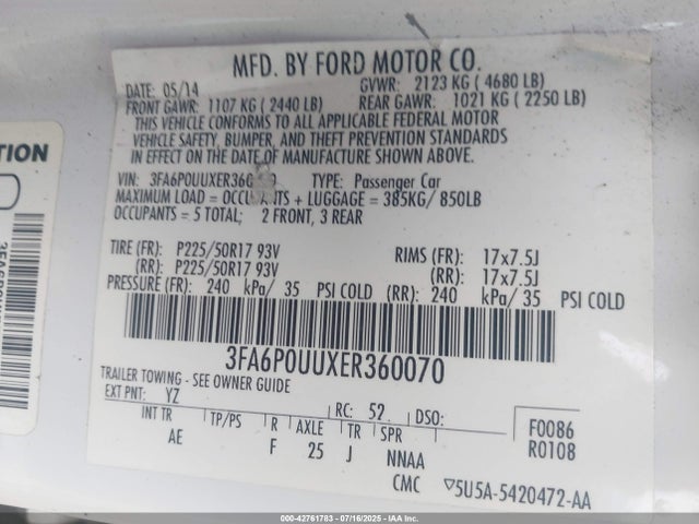 Ford 2014 2014 3FA6P0UUXER360070 Image 9