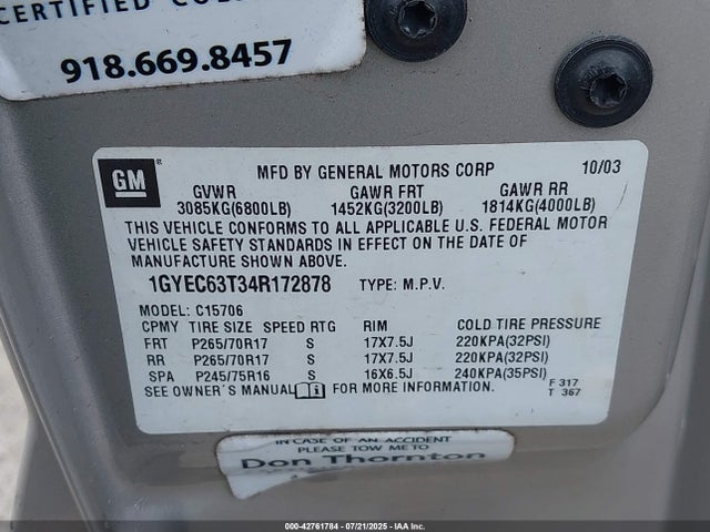2004 CADILLAC ESCALADE 1GYEC63T34R172878 Photo 8