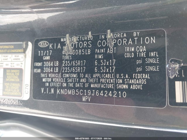 KIA 2018 2018 KNDMB5C19J6424210 Image 9