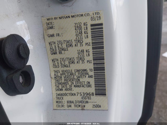 1N6BD0CT0KN753968 Nissan 2019