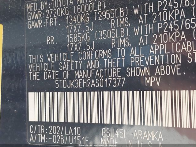 2010 TOYOTA HIGHLANDER 5TDJK3EH2AS017377 Photo 8