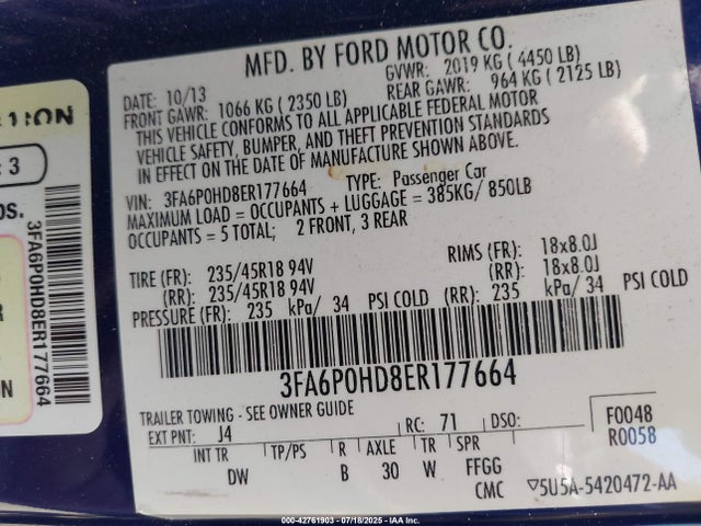 Ford 2014 2014 3FA6P0HD8ER177664 Image 9