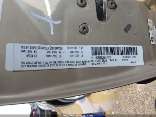 Продажа на аукционе авто 2003 Dodge Neon Se, vin: 1B3ES26C03D176915, номер лота: 42761933
