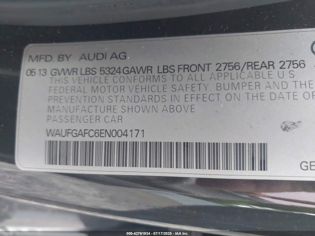 2014 AUDI A6 WAUFGAFC6EN004171 Photo 8