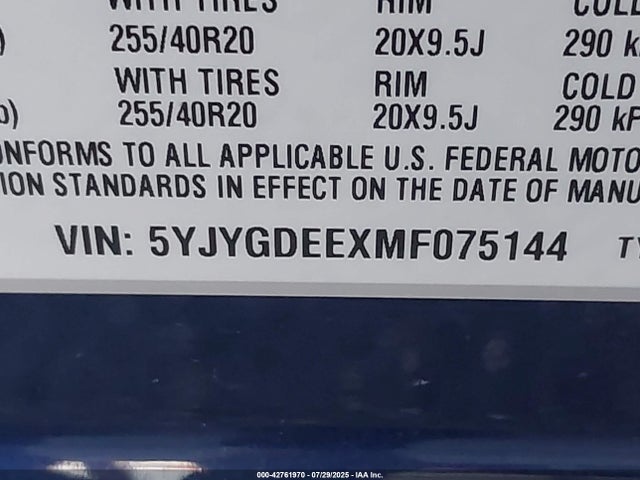 2021 TESLA MODEL Y 5YJYGDEEXMF075144 Photo 8