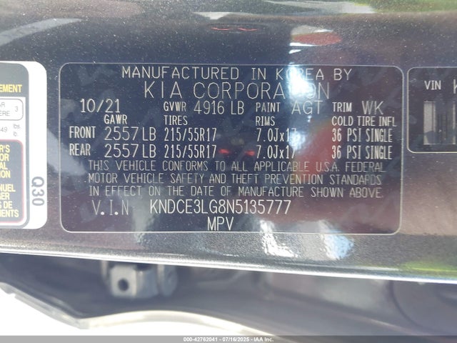 KNDCE3LG8N5135777 KIA 2022
