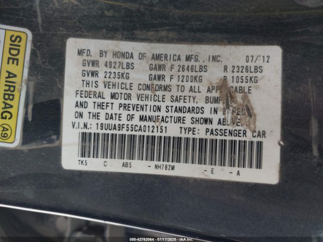 2012 ACURA TL 19UUA9F55CA012151 Photo 8