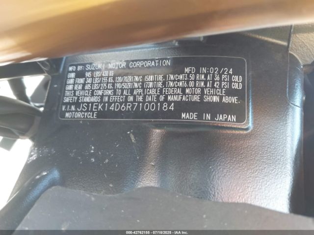 2024 SUZUKI GSX1000 JS1EK14D6R7100184 Photo 9