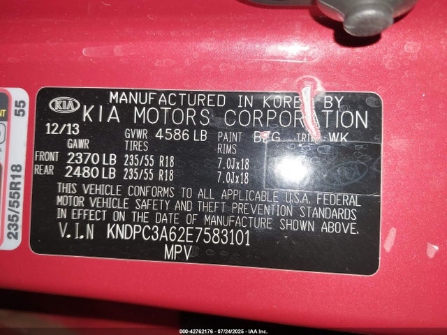 KIA dohc t-gdi 2014 KNDPC3A62E7583101 Image 9
