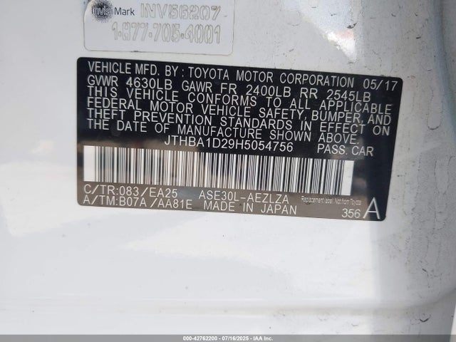 Lexus 8ar-fts 2017 JTHBA1D29H5054756 Image 9