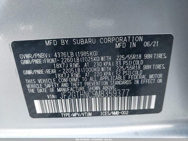 JF2GTHNC9M8359377 Subaru na