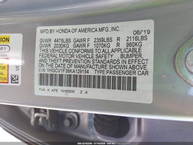 1HGCV1F36KA129154 Honda l15be