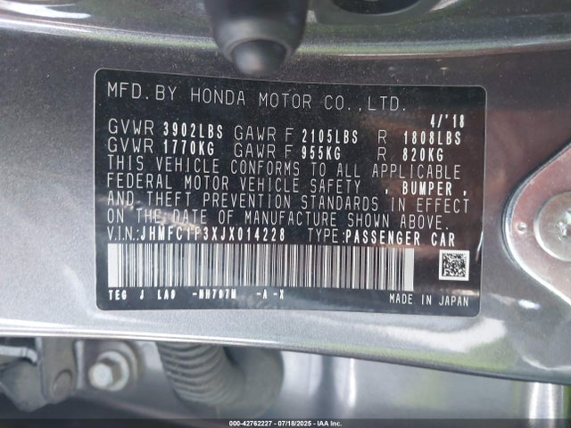 Honda l15b7 2018 JHMFC1F3XJX014228 Image 9