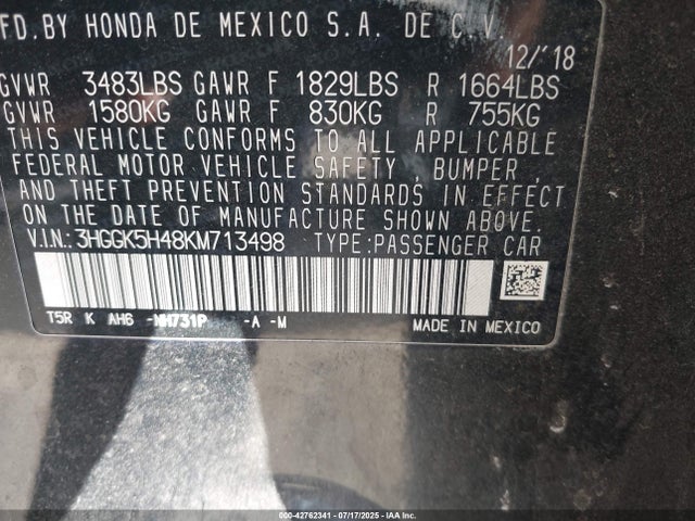 3HGGK5H48KM713498 Honda l15b1