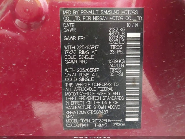 Nissan 2015 2015 KNMAT2MVXFP508487 Image 9