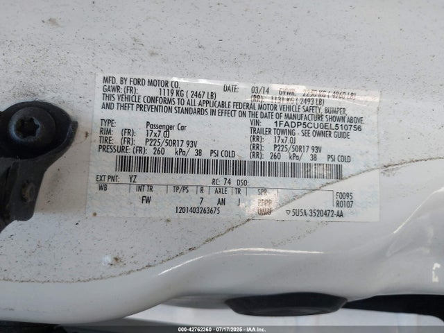 1FADP5CU0EL510756 Ford atk ivct hev