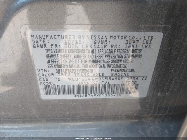 3N1AB7APXFY355410 Nissan 2015