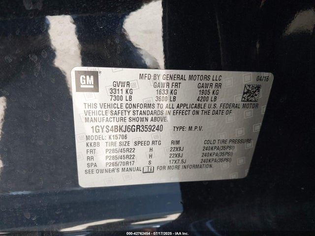 2016 CADILLAC ESCALADE 1GYS4BKJ6GR359240 Photo 8