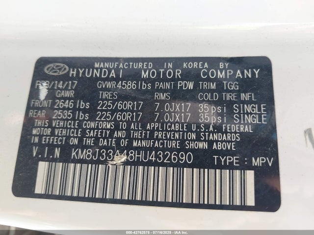 KM8J33A48HU432690 Hyundai gdi nu